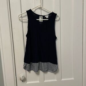 Jcrew navy tank top with gingham detail